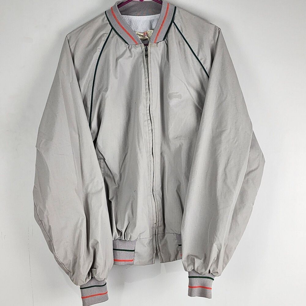 VTG King Louie Pro Fit Light Gray Windbreaker Jacket Size XL Made in USA